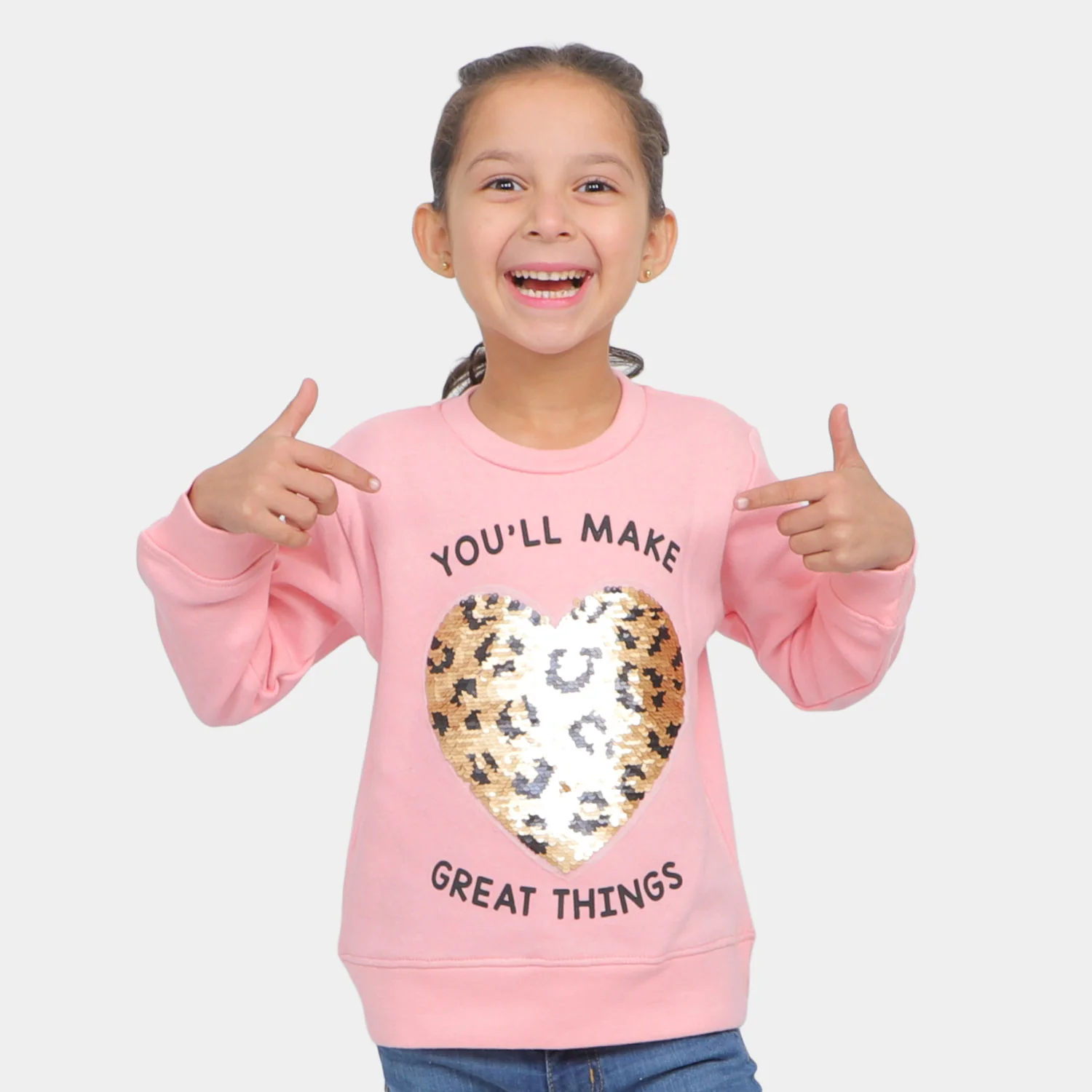 Girls Sweatshirt Heart - Pink