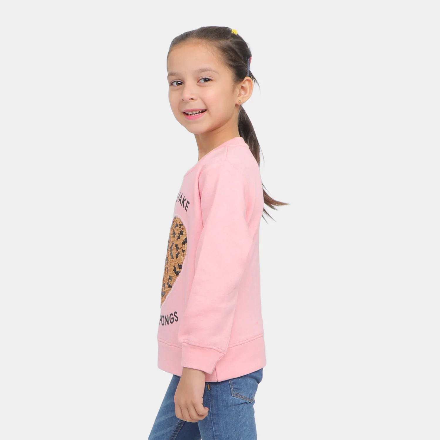 Girls Sweatshirt Heart - Pink - Image 3