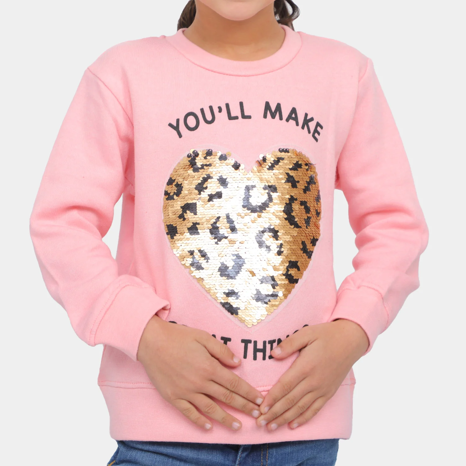 Girls Sweatshirt Heart - Pink - Image 4