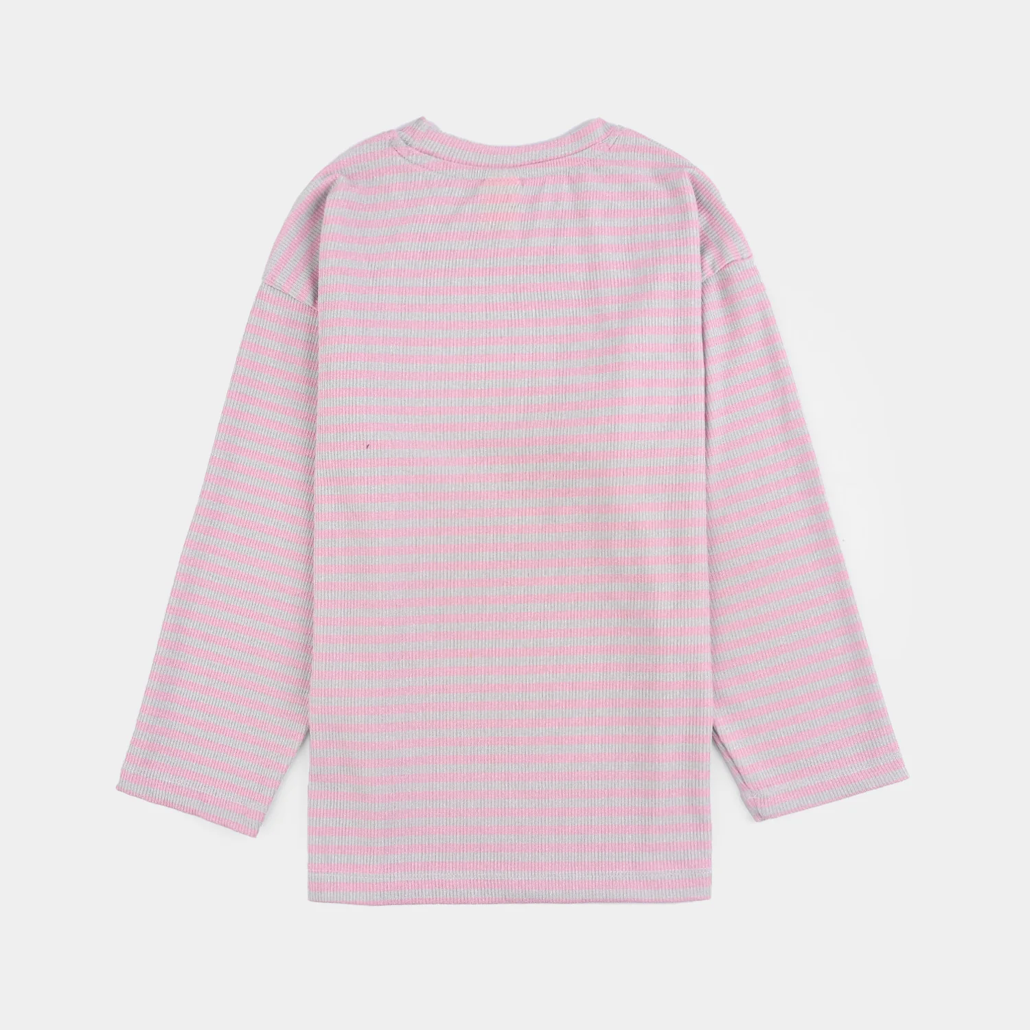 Girls Rib T-Shirt F/S SILVER BOW-Pink/Grey - Image 3
