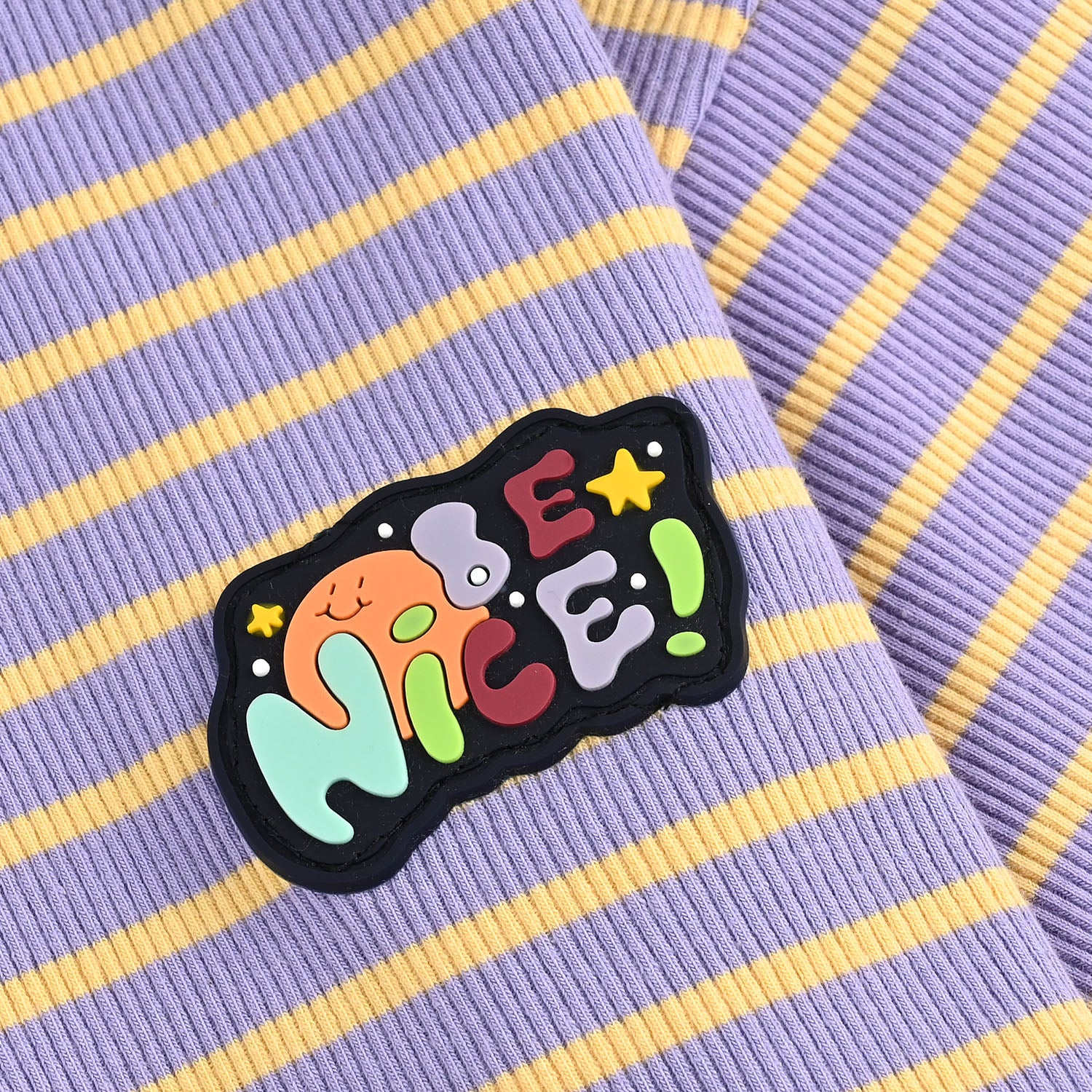 Girls Rib T-Shirt (Be Nice) - Striped - Image 3