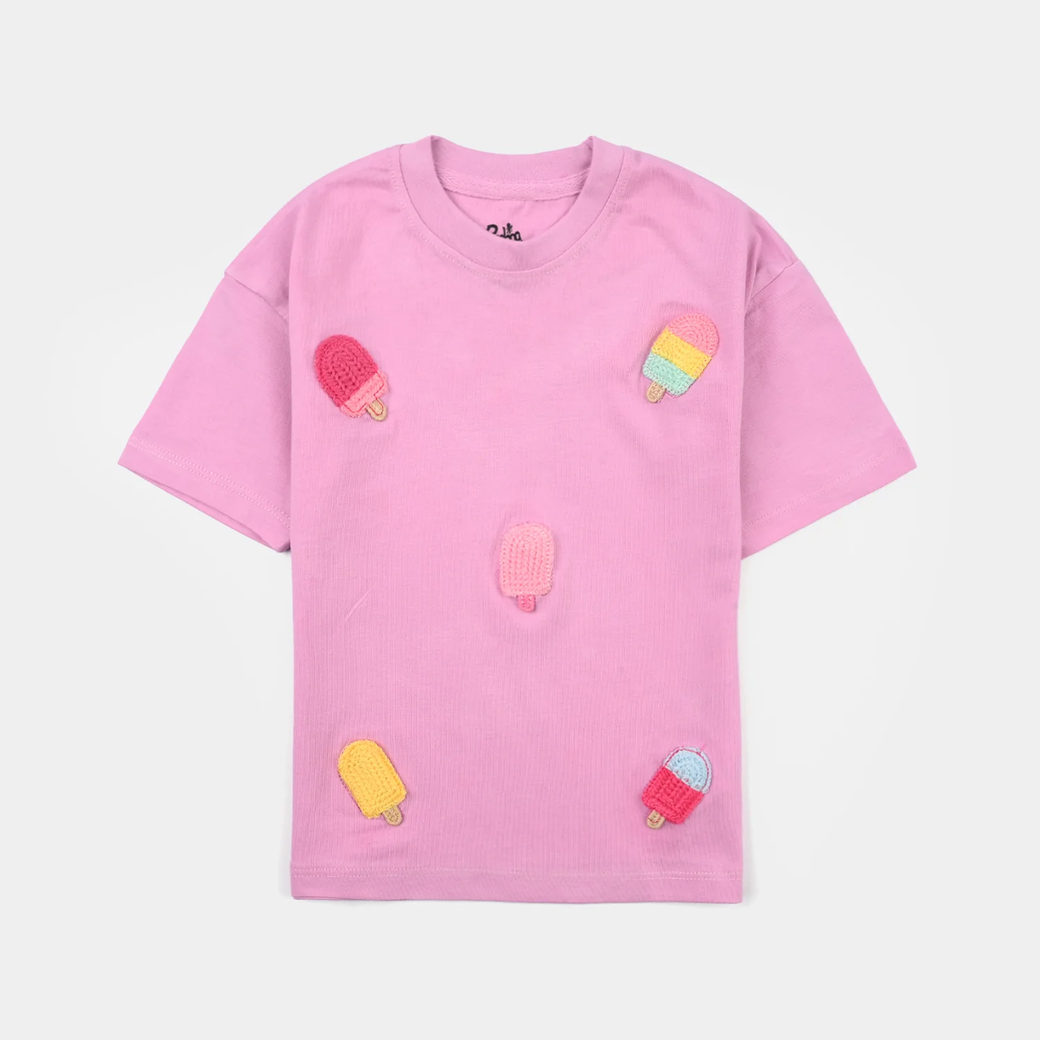 Girls Jersey/Terry T-Shirt (Ice Cream) - Pink