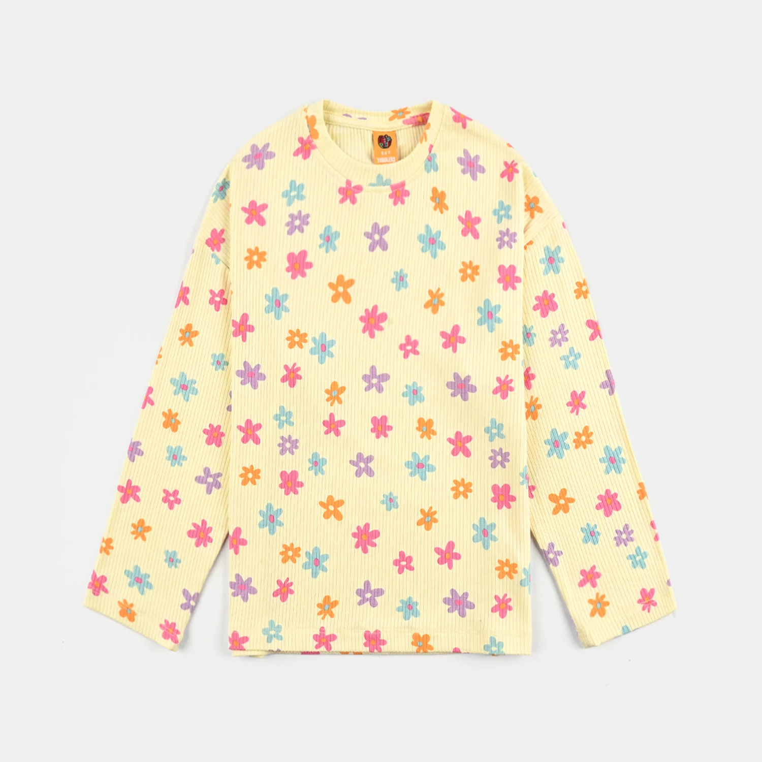 Girls 2x1 Rib T-Shirt MULTI FLOWER - Yellow