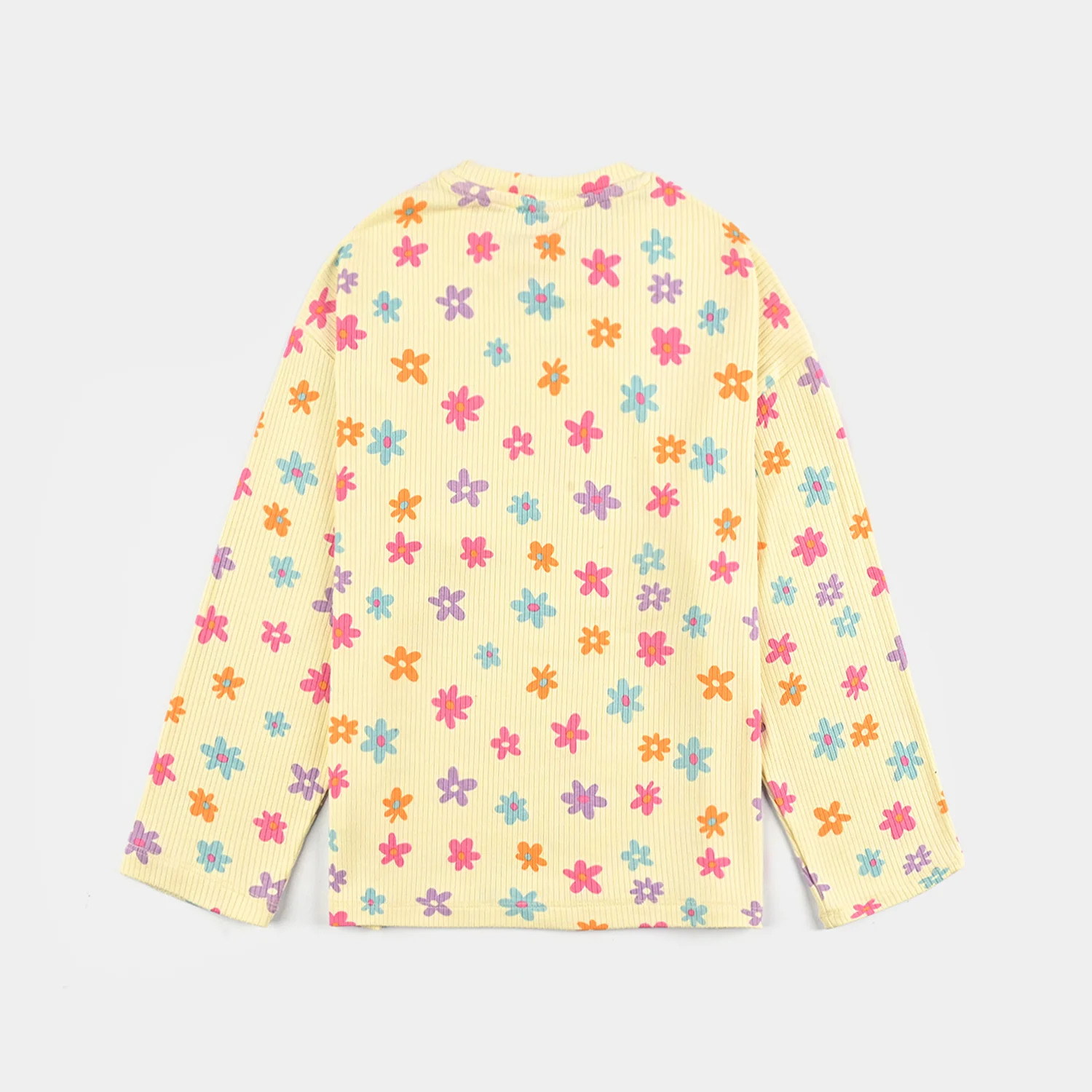 Girls 2x1 Rib T-Shirt MULTI FLOWER - Yellow - Image 3
