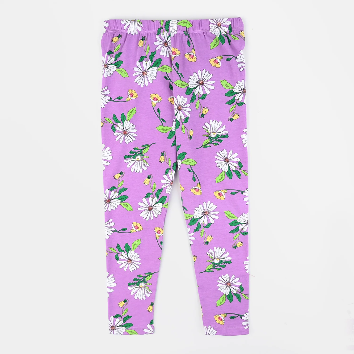 Girls Tights White Flower-Purple - Image 3