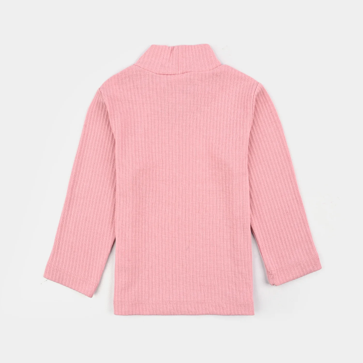 Girls Rib Turtle Neck T-Shirt - Candy.Pink - Image 3