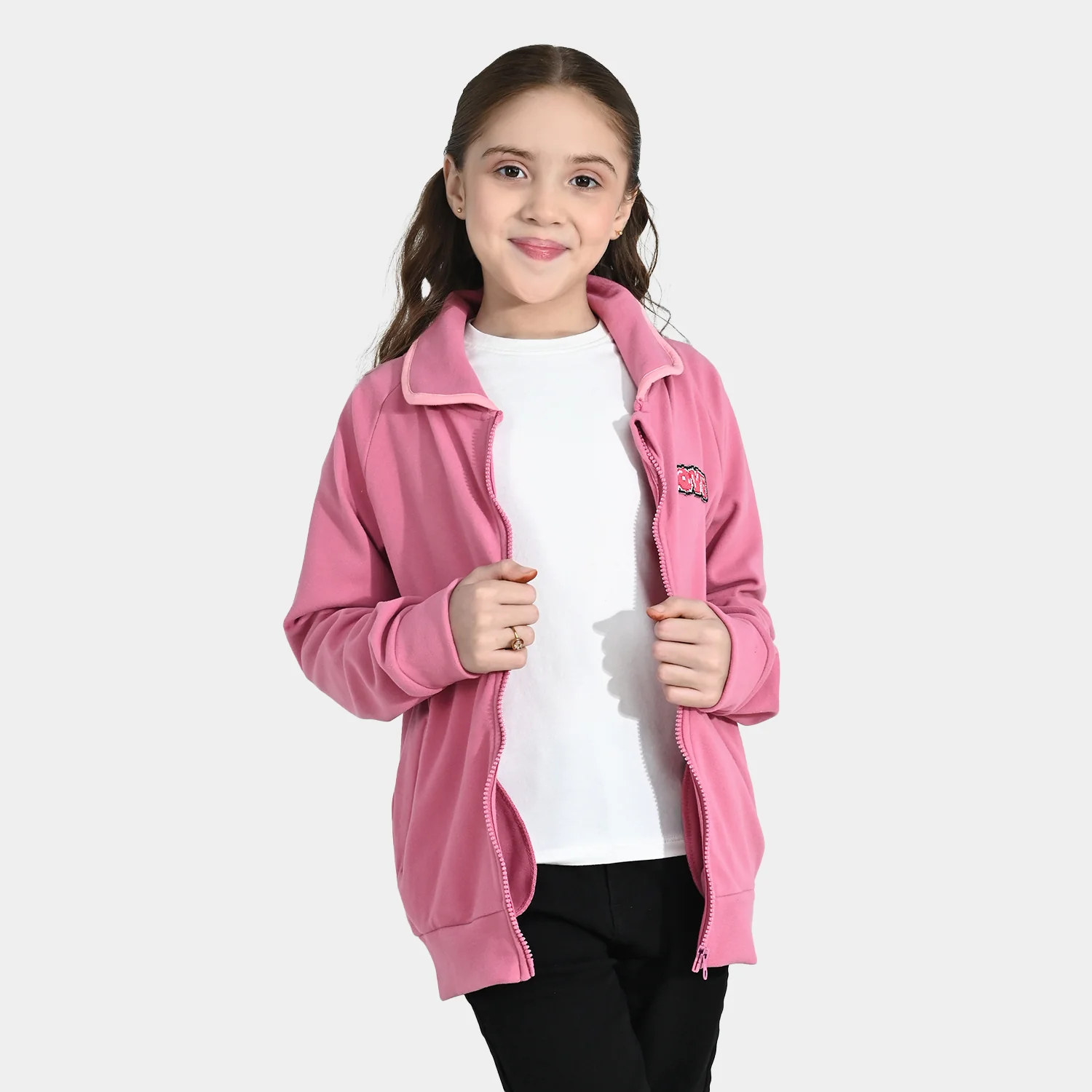 Girls Velour Jacket Love - Pink - Image 2