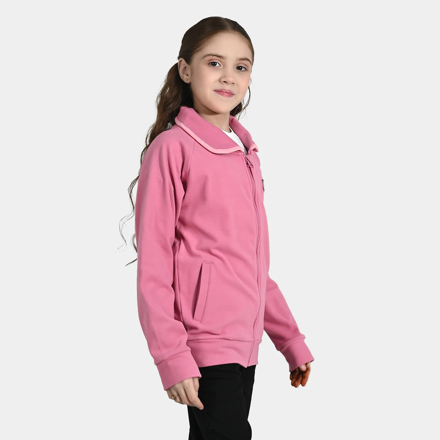 Girls Velour Jacket Love - Pink - Image 4