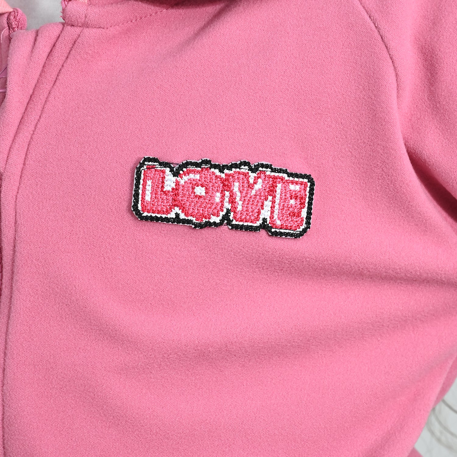 Girls Velour Jacket Love - Pink - Image 5