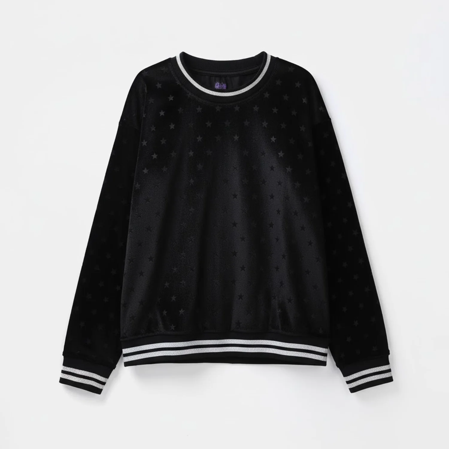 Girls Soft Plush Sweatshirt (Stars) - Black - Image 3