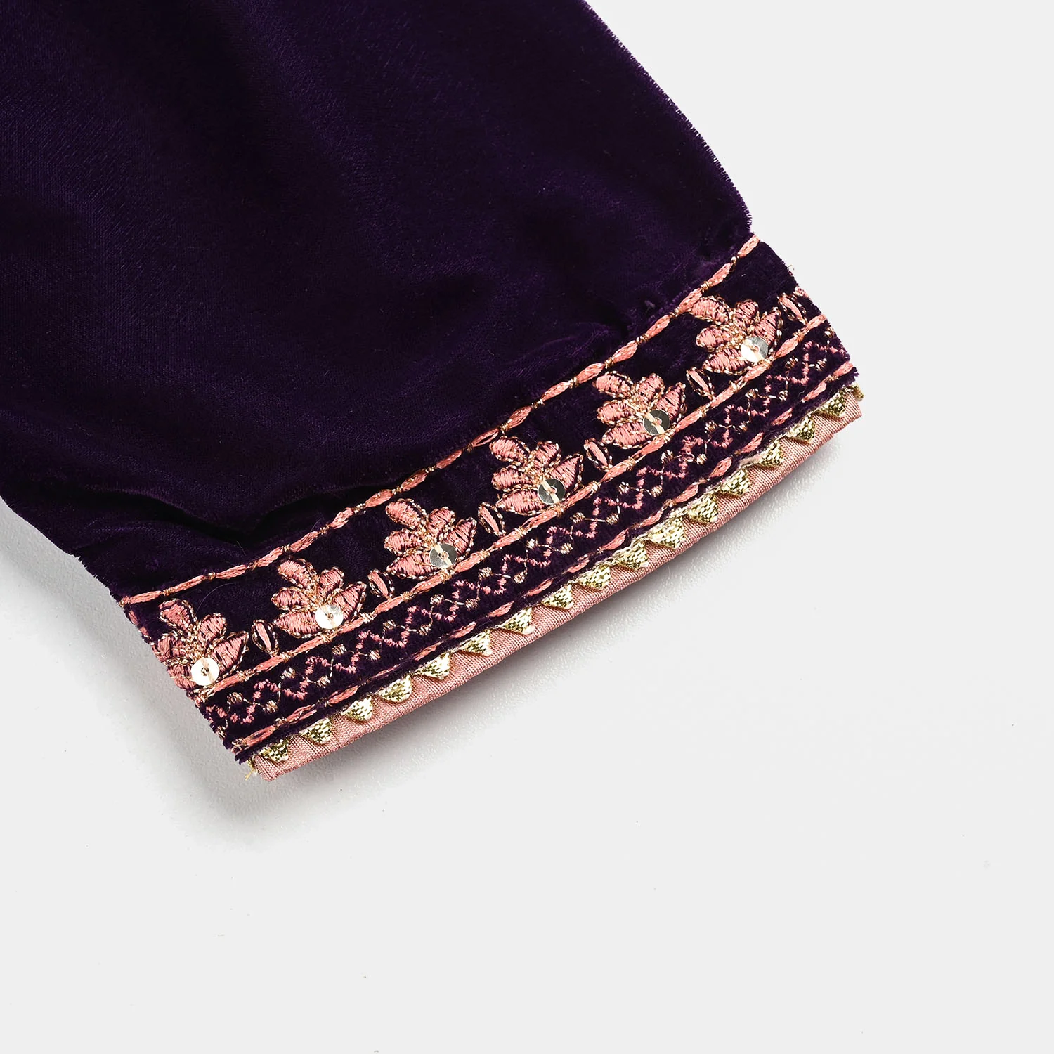 Girls Velvet 3Pcs Rani-Purple - Image 7