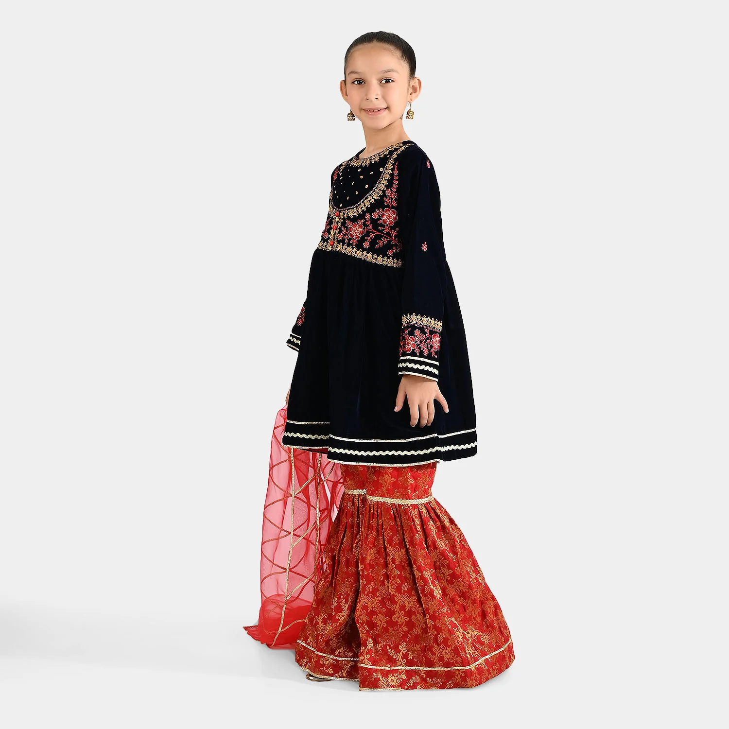 Girls Velvet 3Pcs Noor-Navy Blue - Image 2