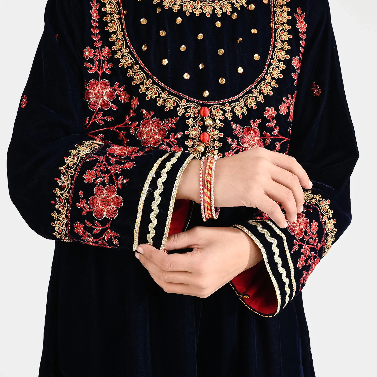 Girls Velvet 3Pcs Noor-Navy Blue - Image 3