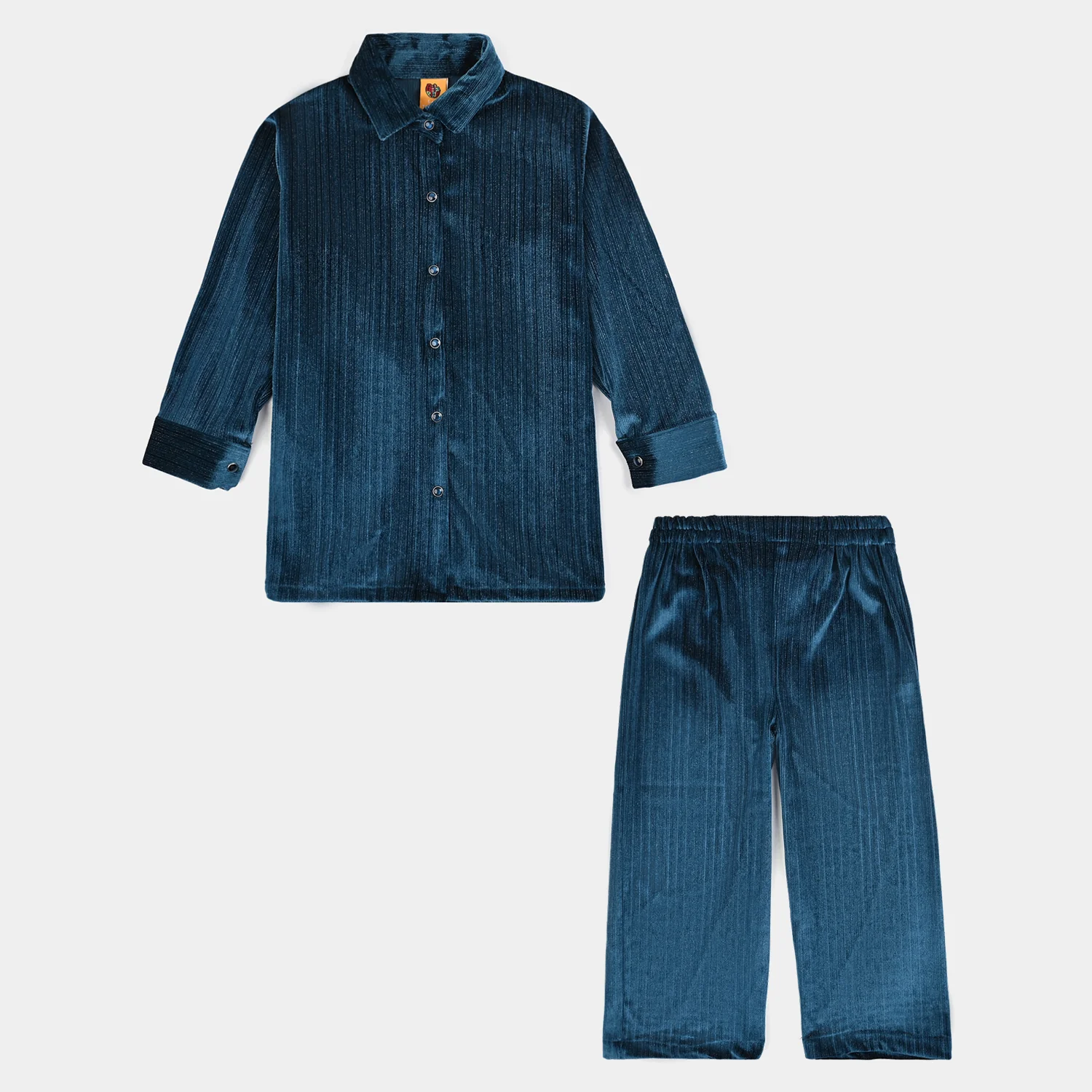 Girls Velvet Co-Ord Set - Teal Green