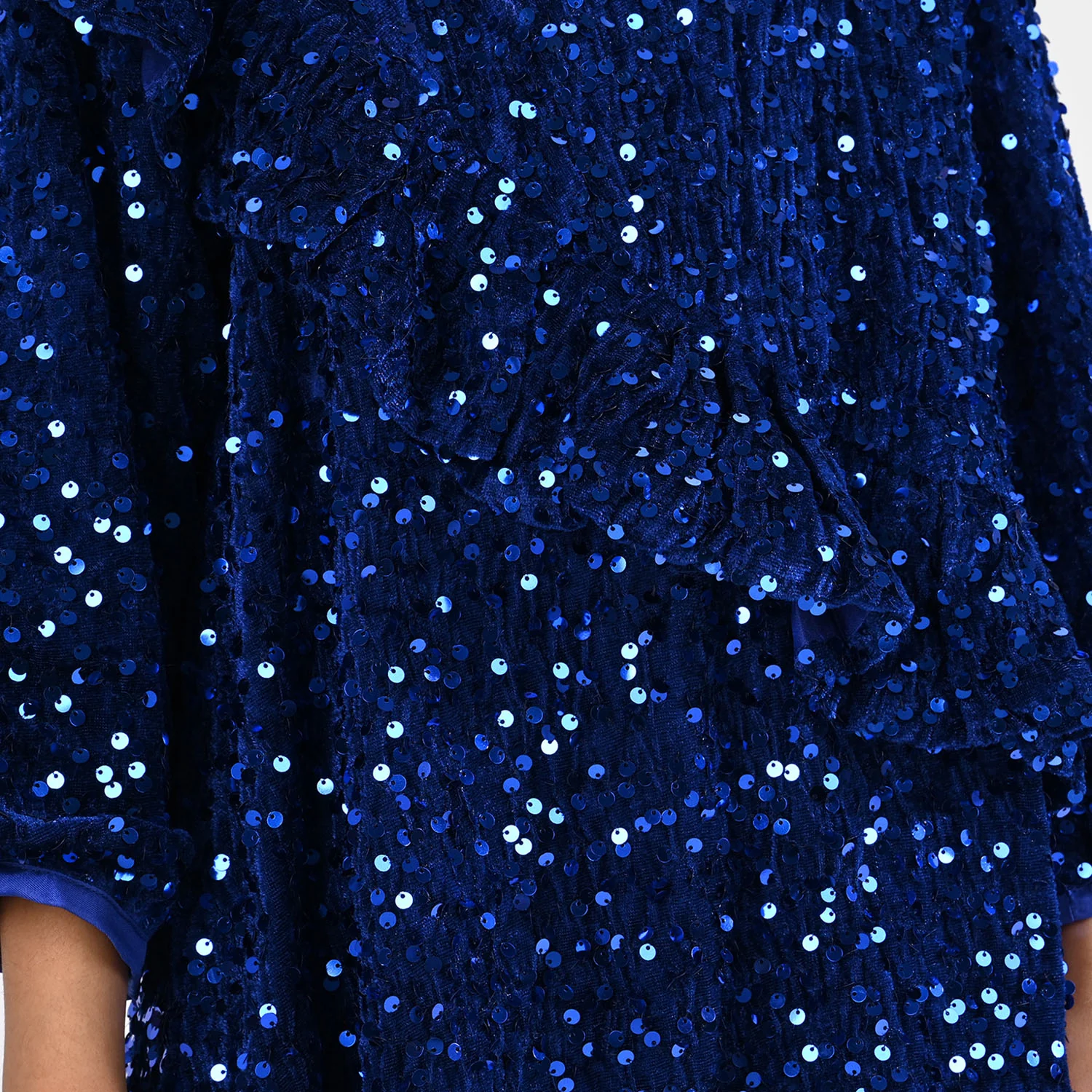 Girls Velvet Dress  Sequence-BLUE - Image 2