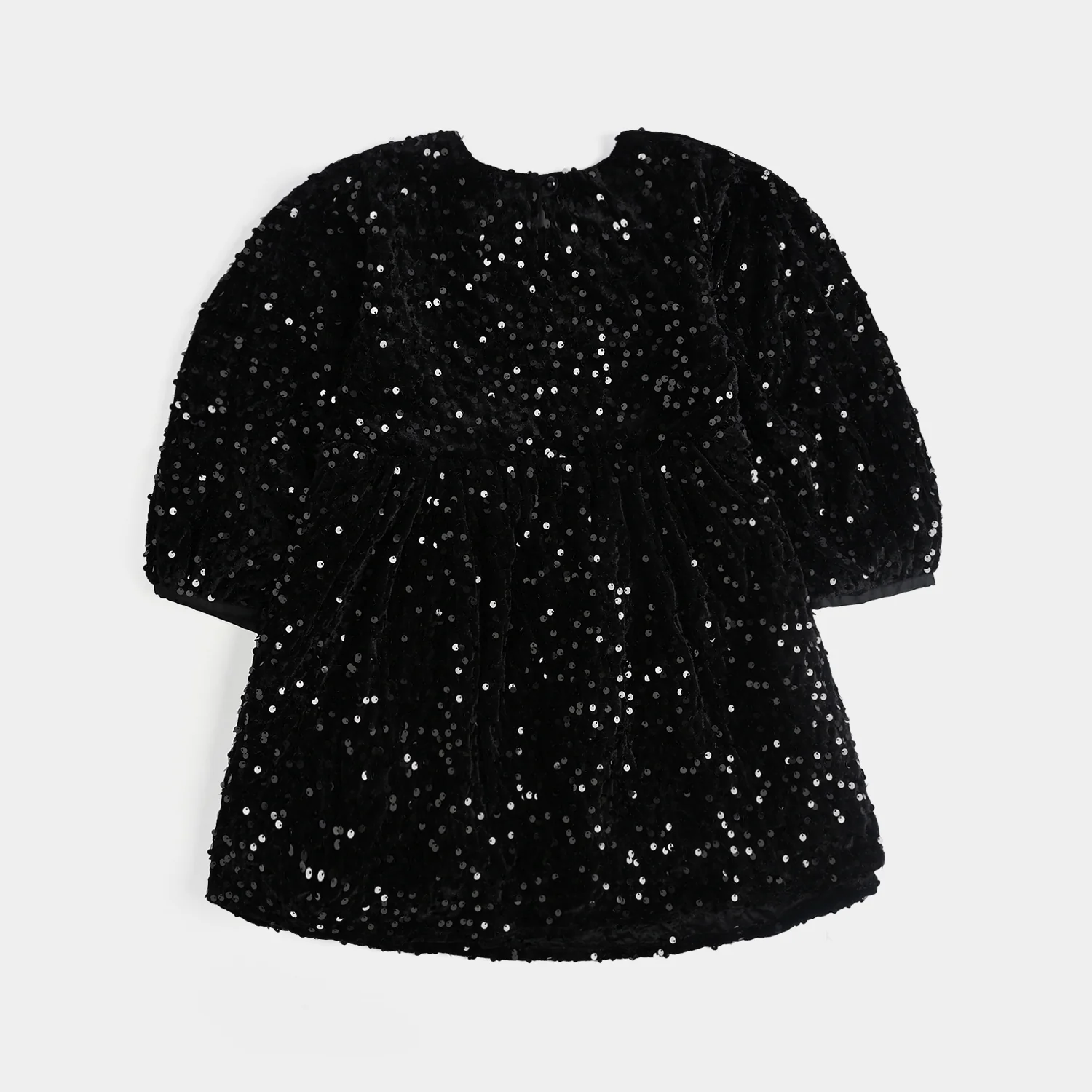 Girls Velvet Dress Sequence -BLACK - Image 3