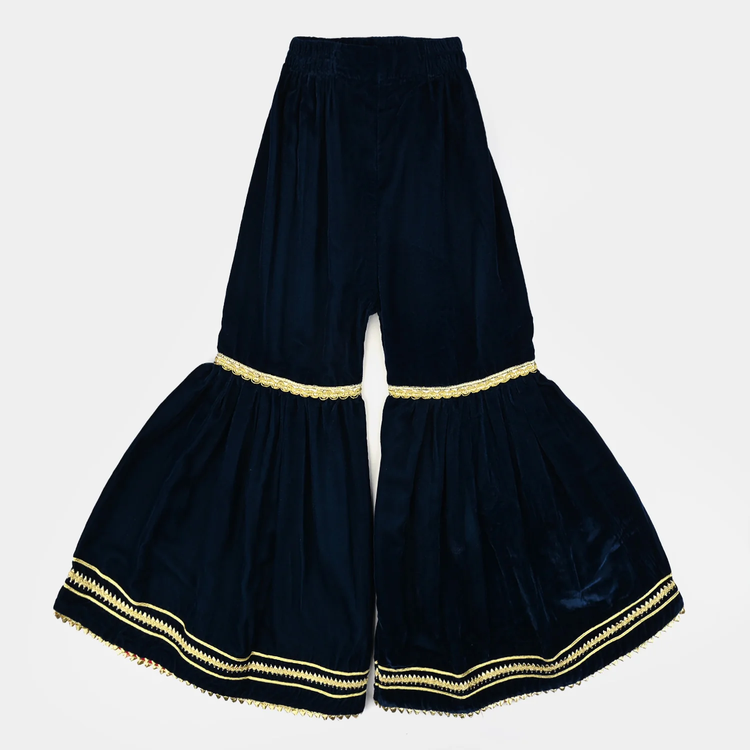 Girls Velvet Fancy 3Pcs Dhanak-Teal blue - Image 3