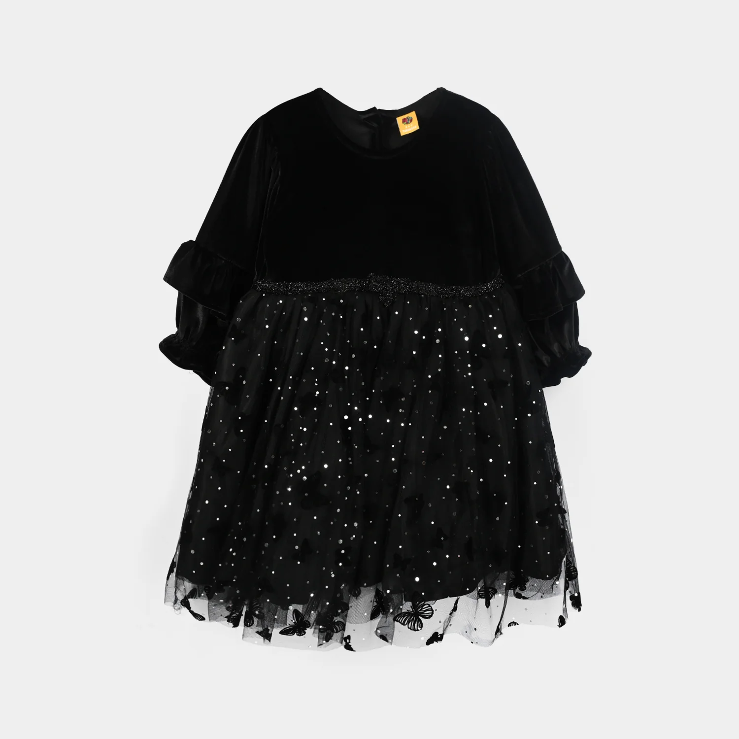 Girls Velvet Fancy Frock - Black