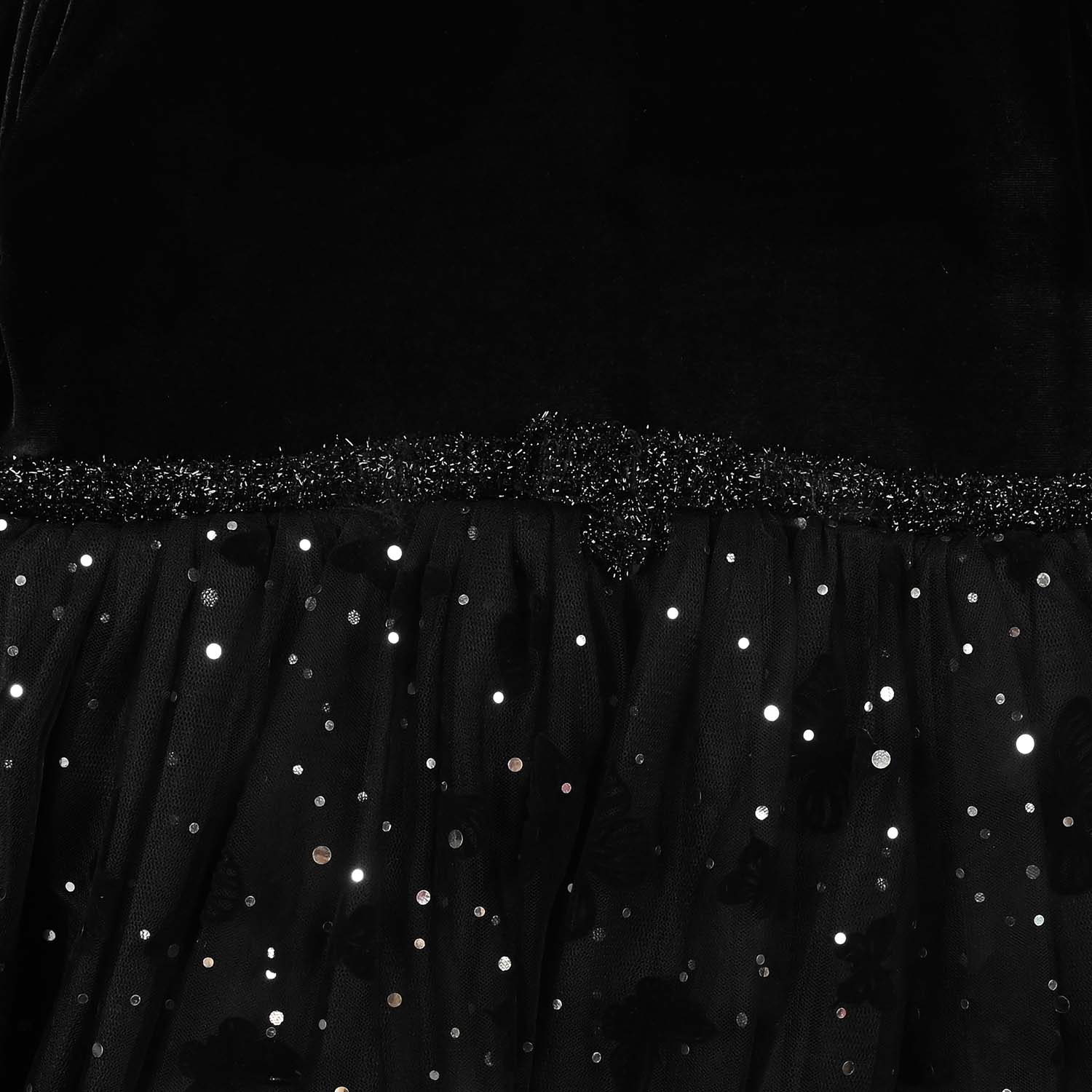 Girls Velvet Fancy Frock - Black - Image 2