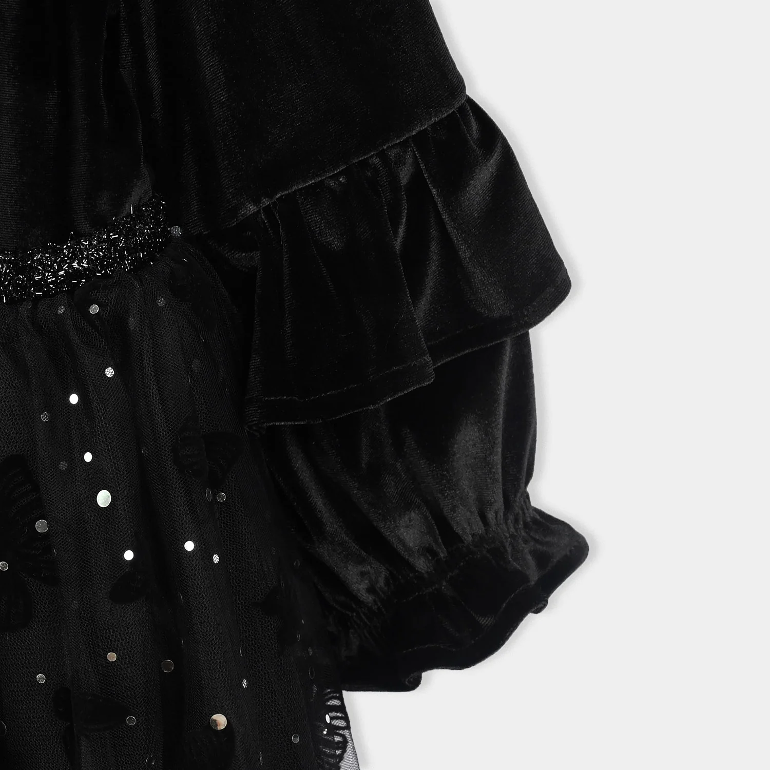 Girls Velvet Fancy Frock - Black - Image 3