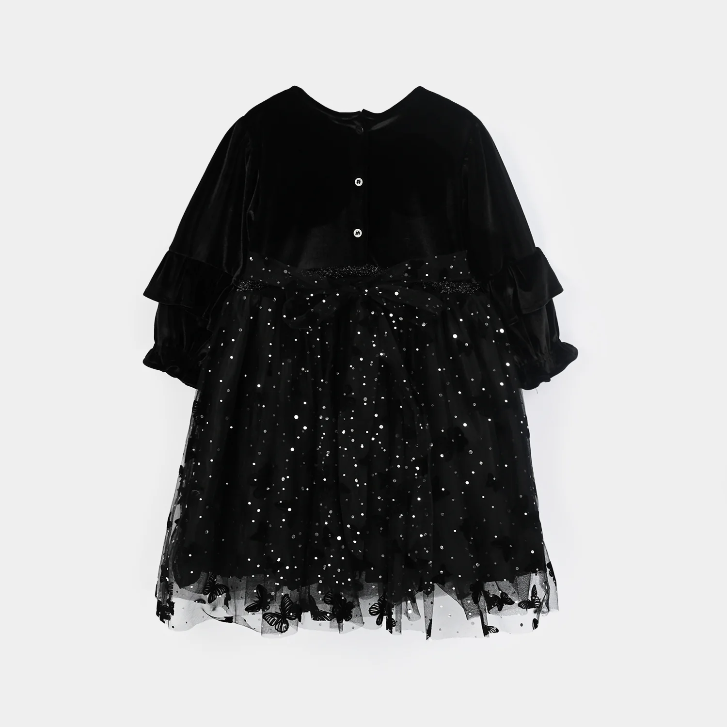 Girls Velvet Fancy Frock - Black - Image 4