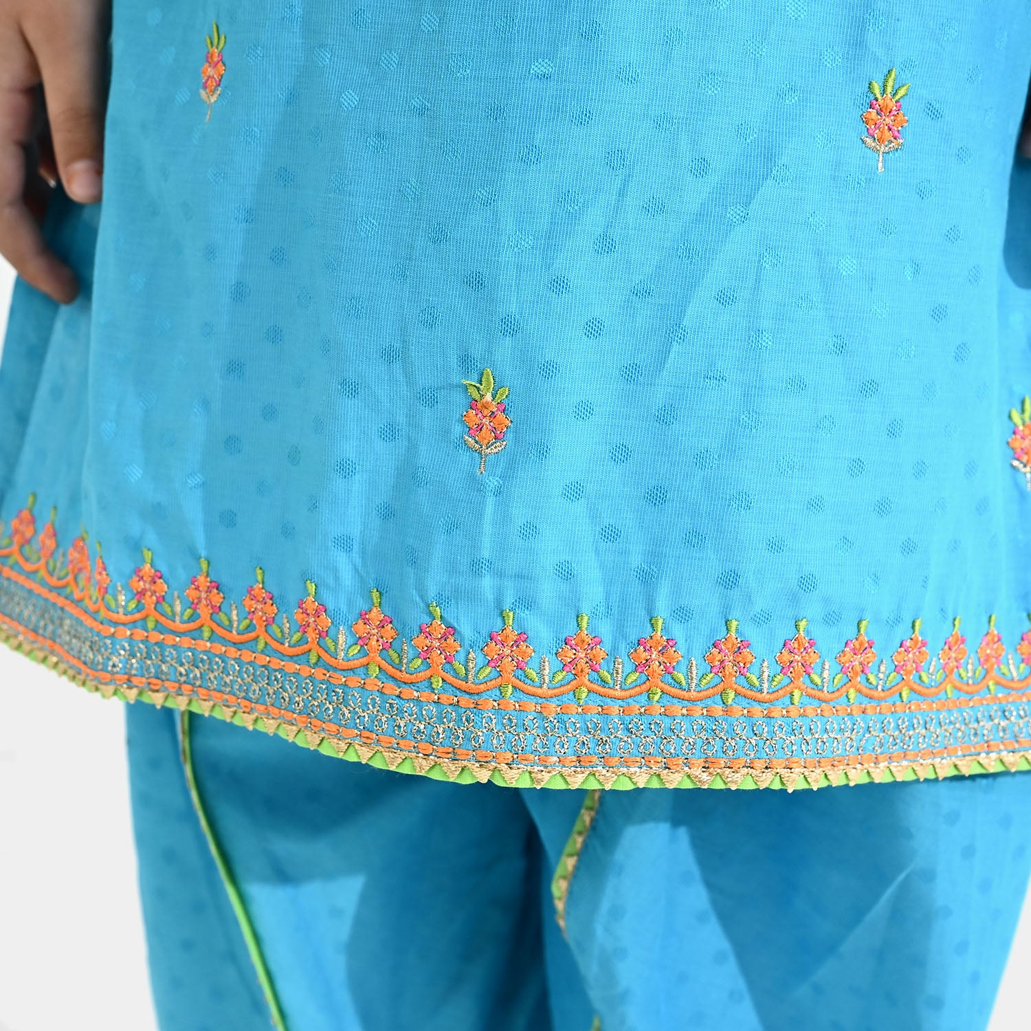 Girls Viscose 3-Pc Set (Falak) - Teal Blue/Green - Image 6