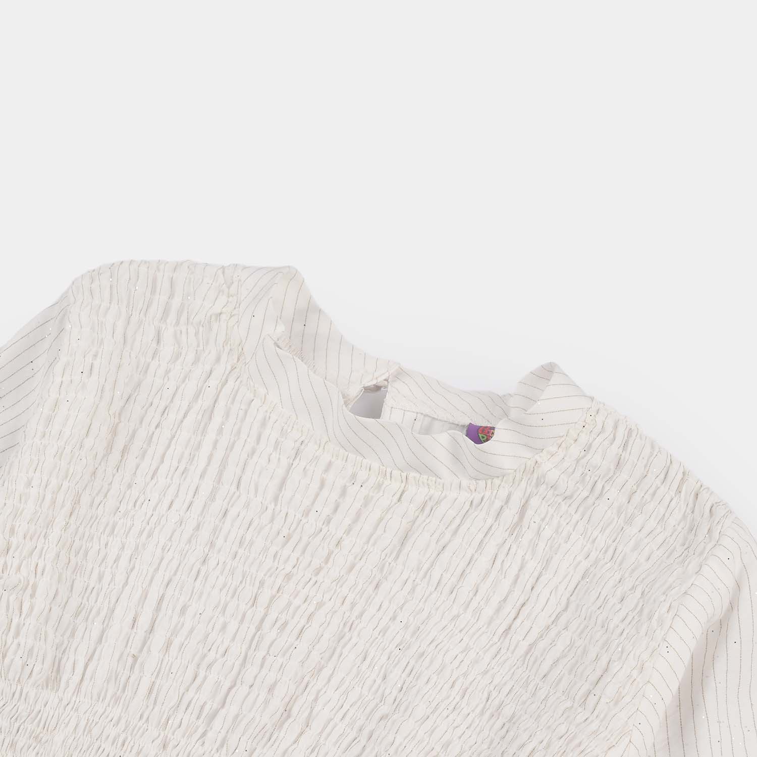Girls Viscose Casual Top (Stripes) - White - Image 2