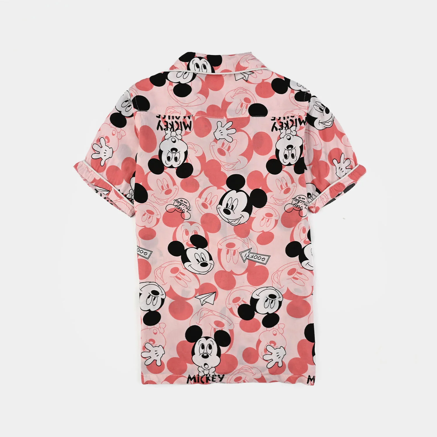 Girls Viscose Night Suit Printed - Pink - Image 3