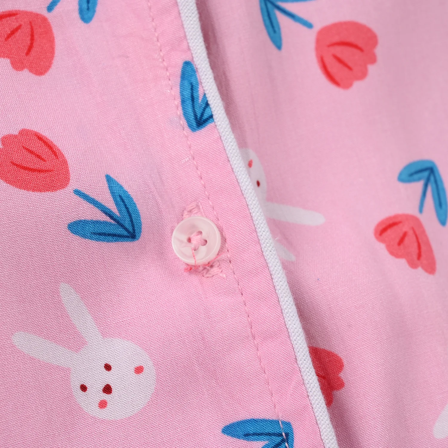 Girls Viscose Nightwear (Rabbit & Flower) - Pink - Image 4