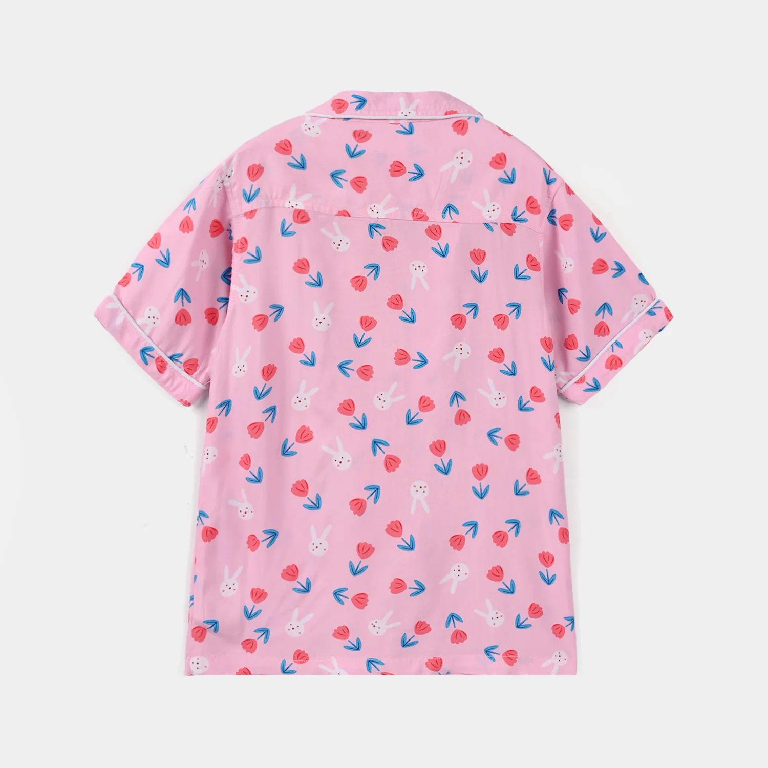 Girls Viscose Nightwear (Rabbit & Flower) - Pink - Image 5