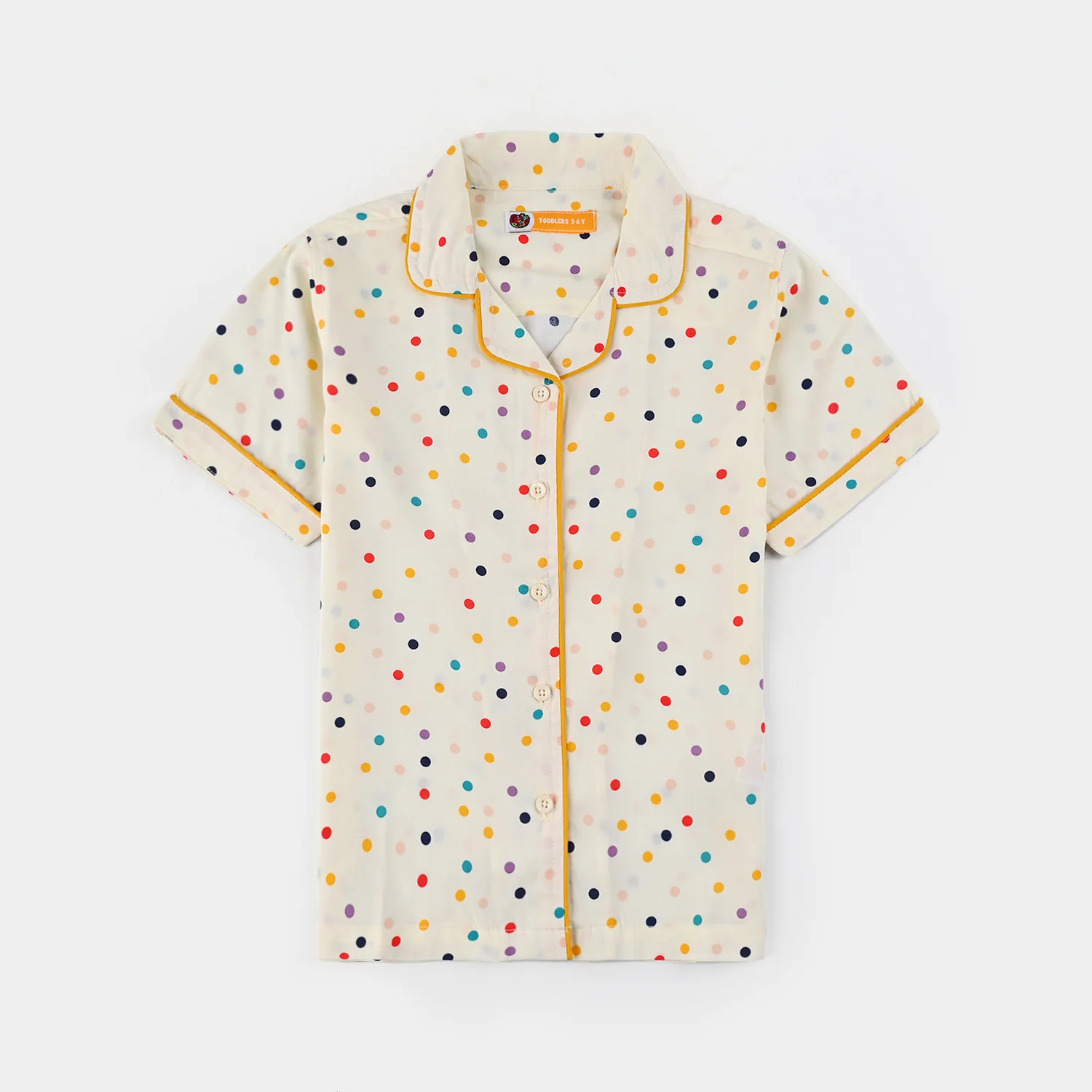 Girls Viscose Woven Night Suit-Multi Polka - Multi - Image 2