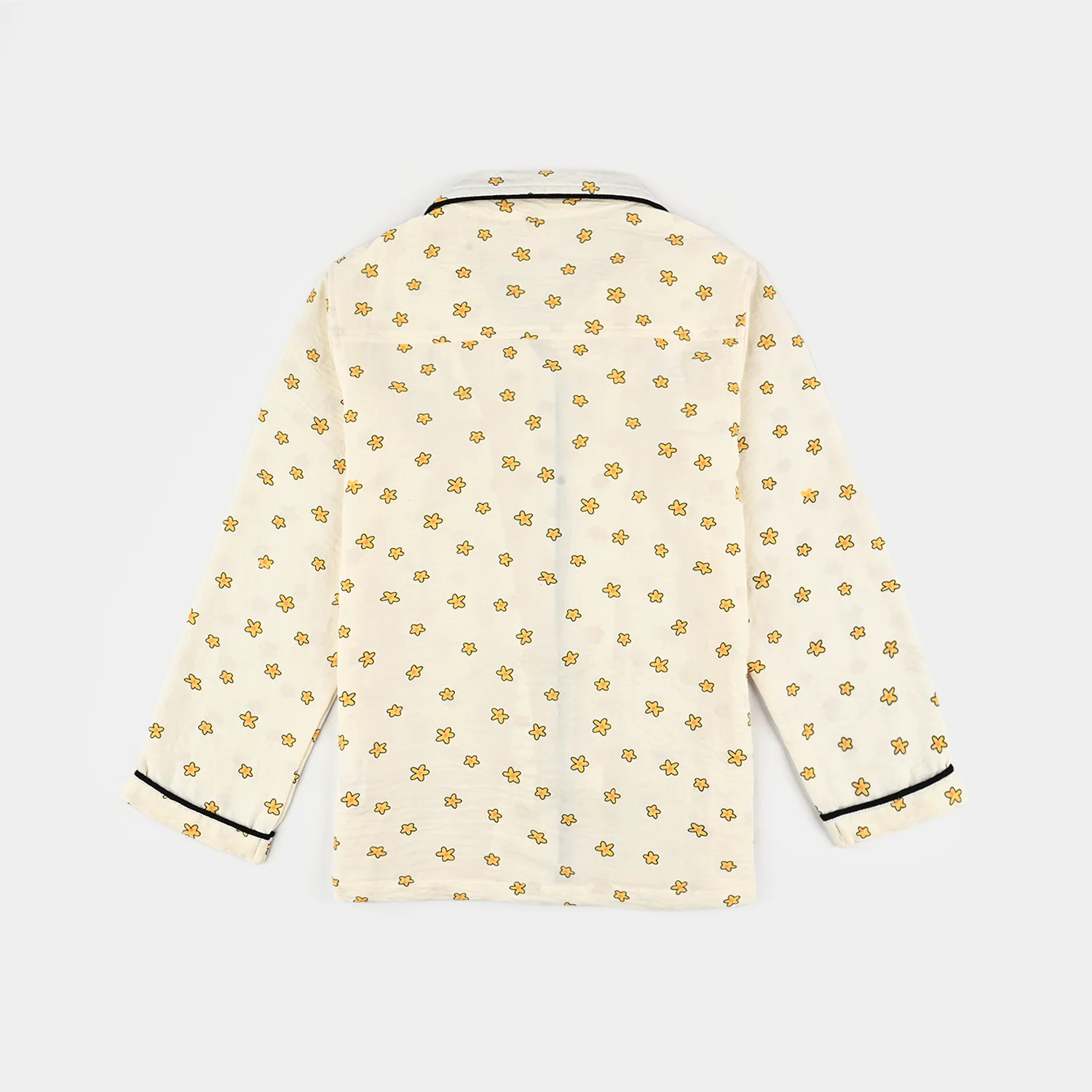 Girls Viscose Woven Night Suit-Stars - Off.White - Image 3