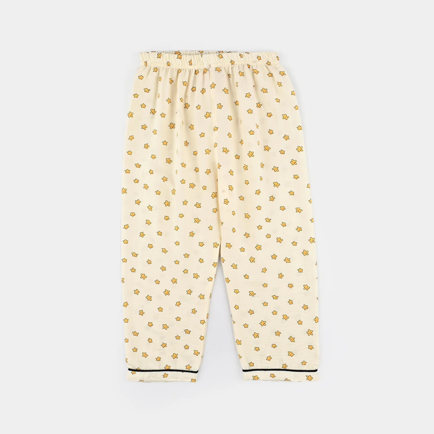 Girls Viscose Woven Night Suit-Stars - Off.White - Image 4