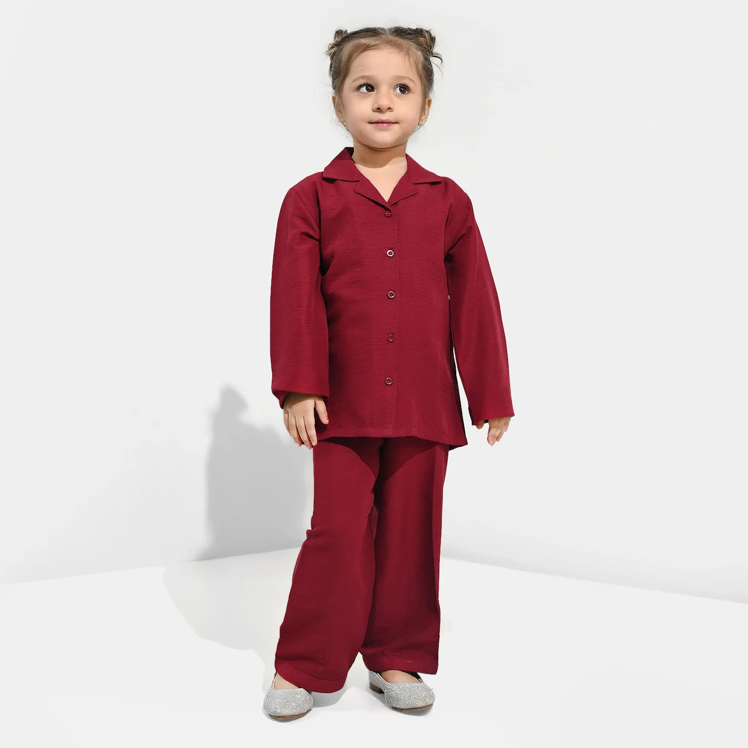 Girls Viscose Woven Nightwear - Basic - Red