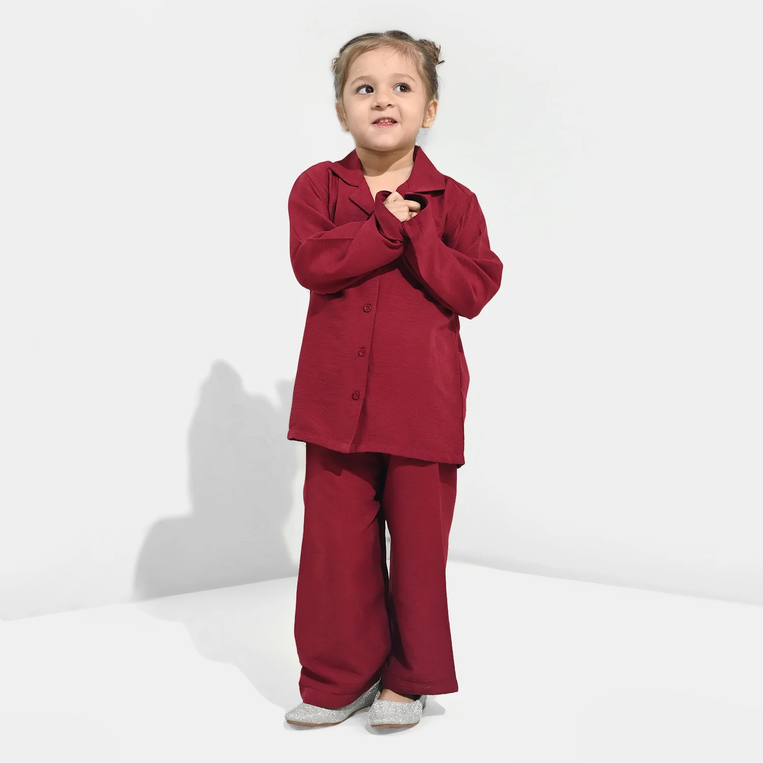 Girls Viscose Woven Nightwear - Basic - Red - Image 2