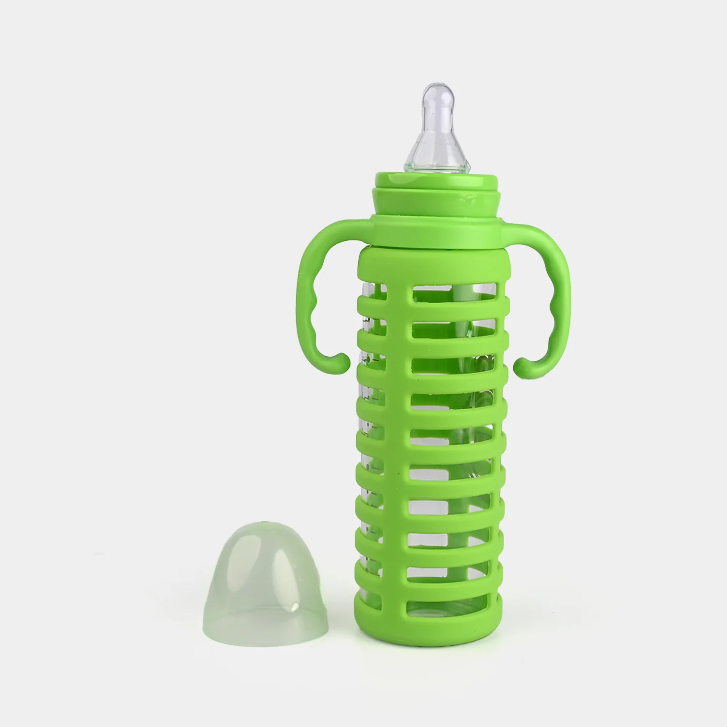 Baby Glass Feeding Bottle | 240ml with Handles - Image 2