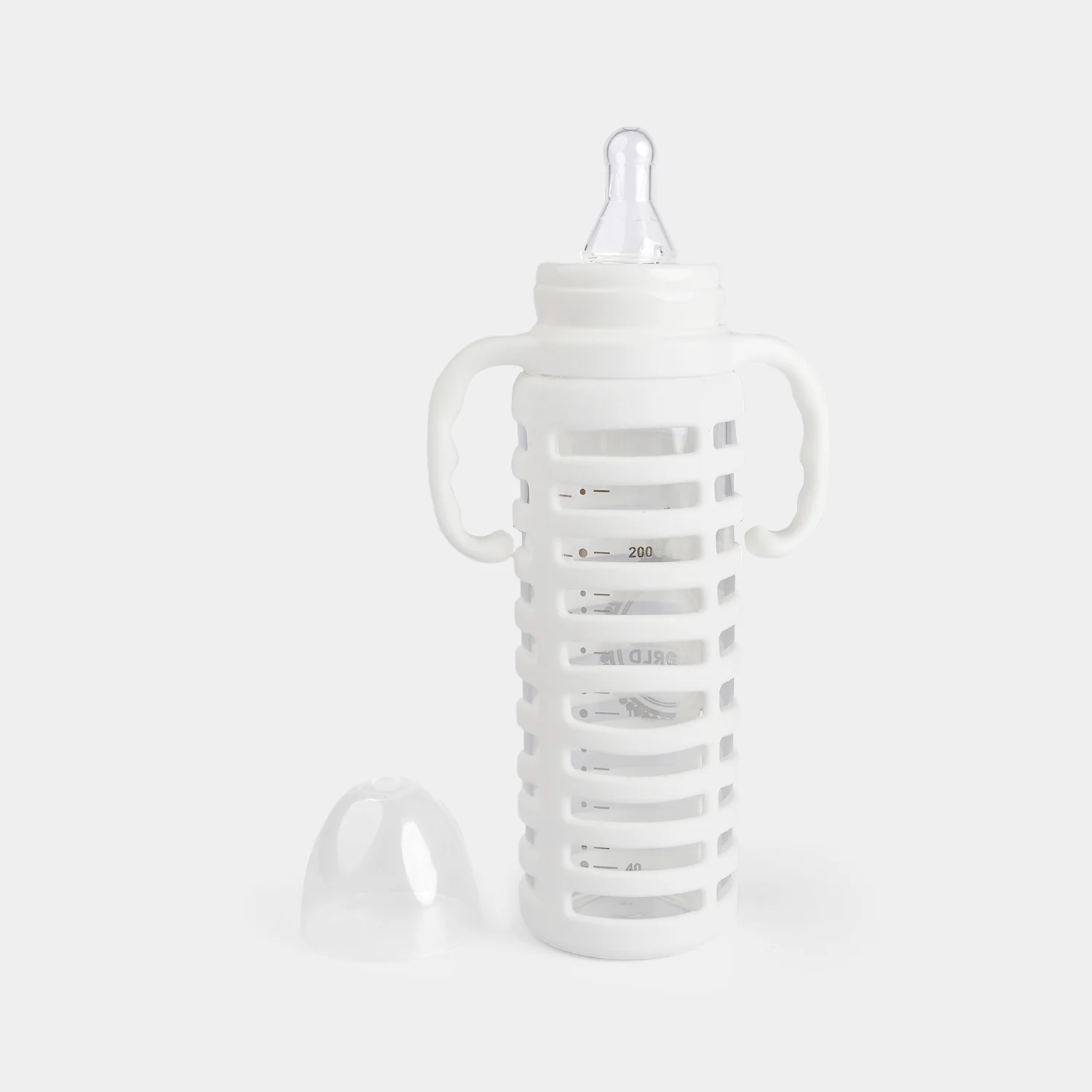 Baby Glass Feeding Bottle | 240ml with Handles - Image 2