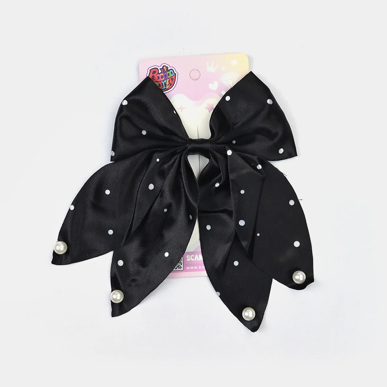 Cute Fabric Bow Hair Pin with Metal Clip - Image 3