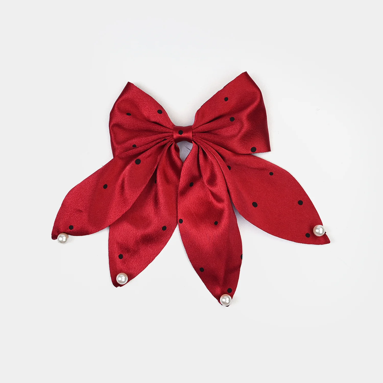 Cute Fabric Bow Hair Pin with Metal Clip - Image 2