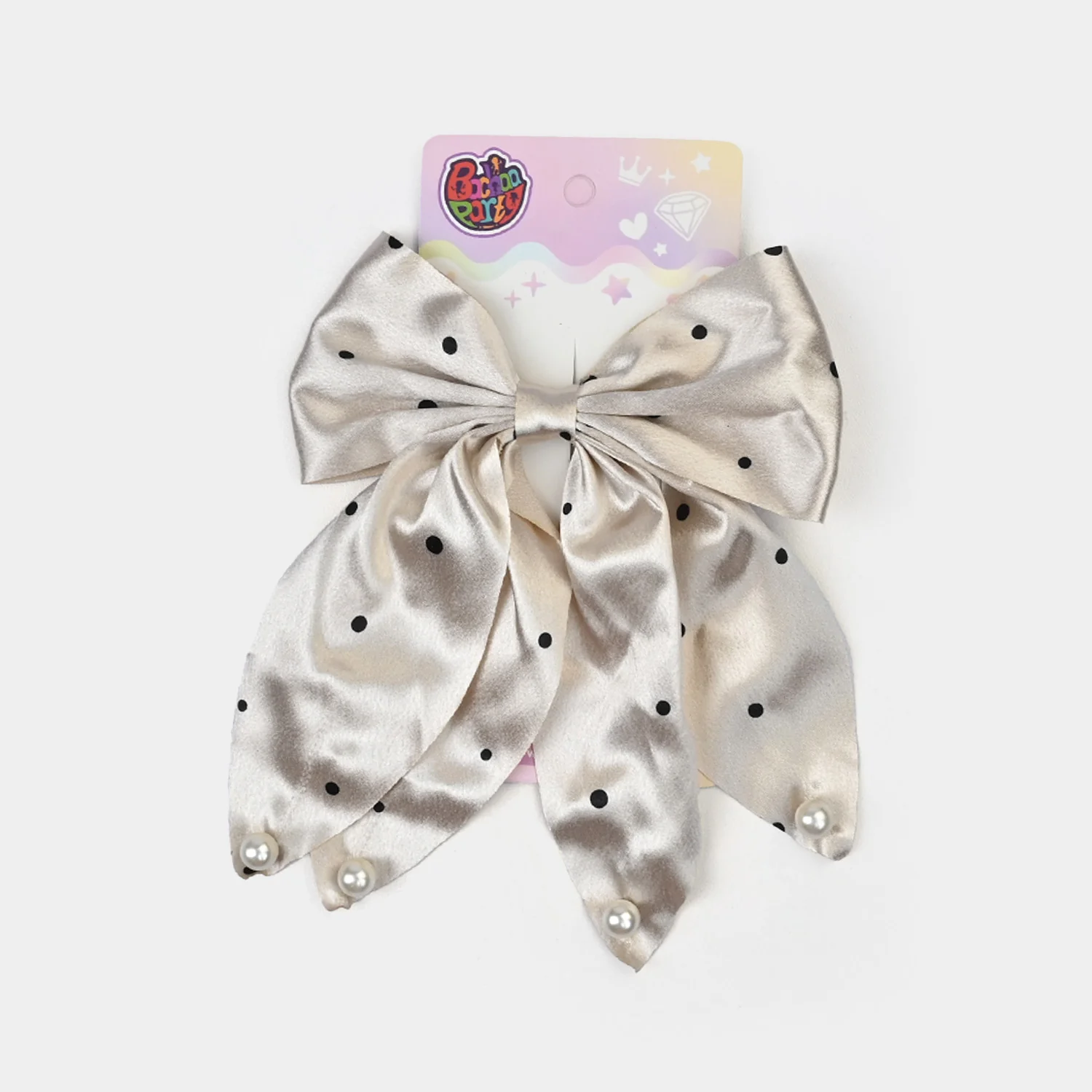 Cute Fabric Bow Hair Pin with Metal Clip - Image 3