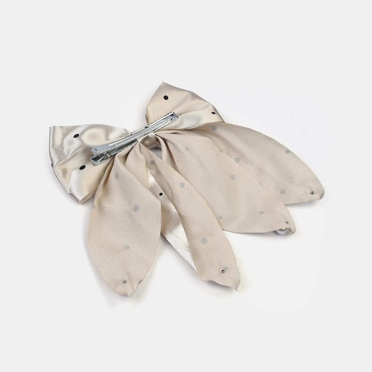 Cute Fabric Bow Hair Pin with Metal Clip - Image 4