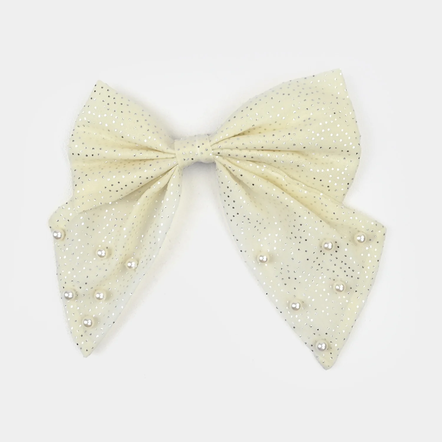 Cute Fabric Bow Hair Pin with Metal Clip - Image 2