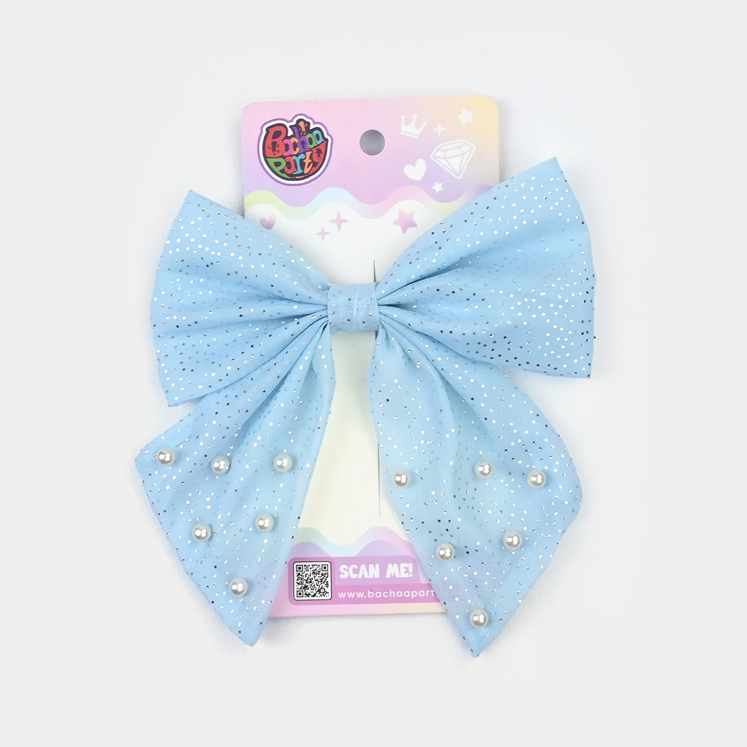 Cute Fabric Bow Hair Pin with Metal Clip - Image 3