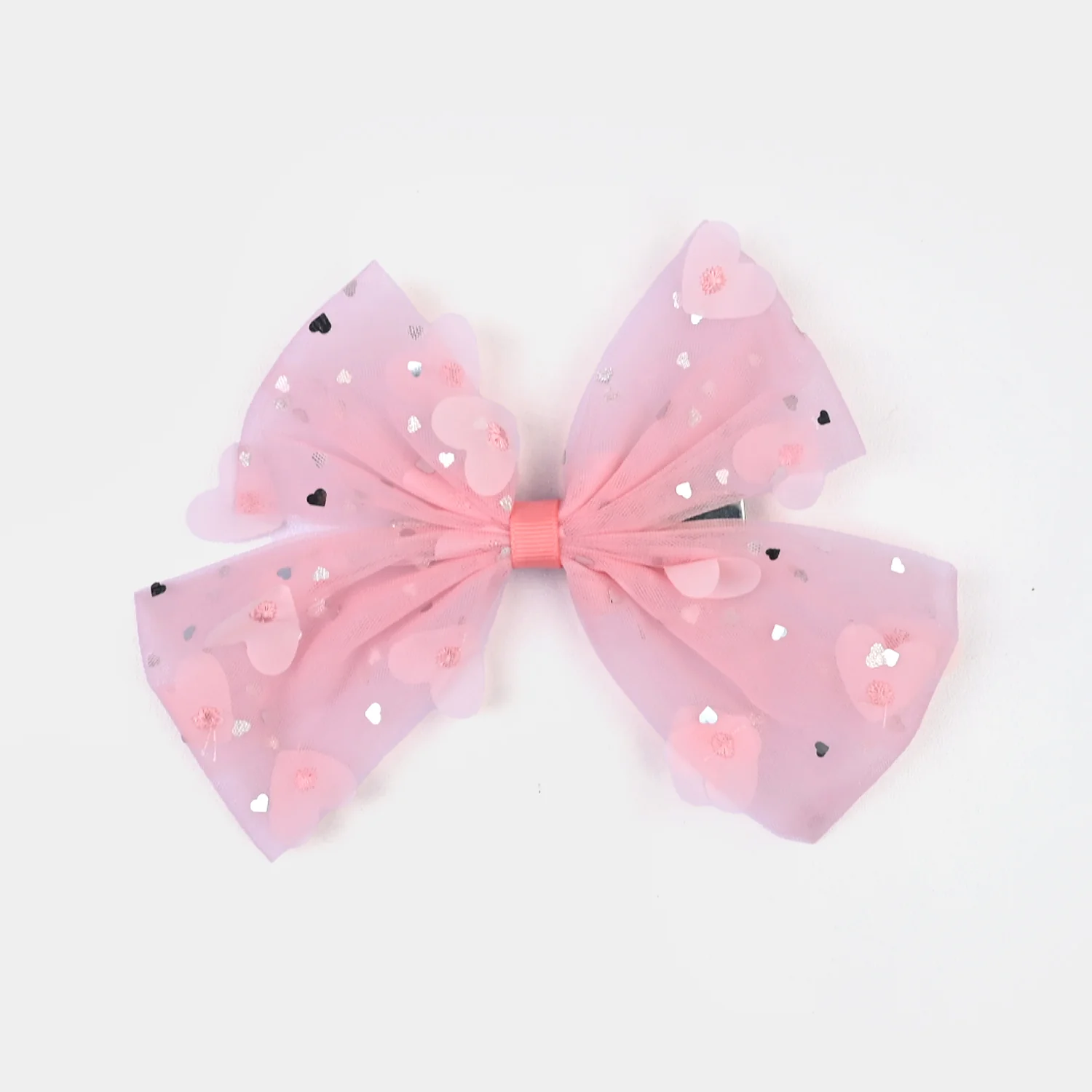 Cute Fabric Bow Hair Pin with Metal Clip - Image 2