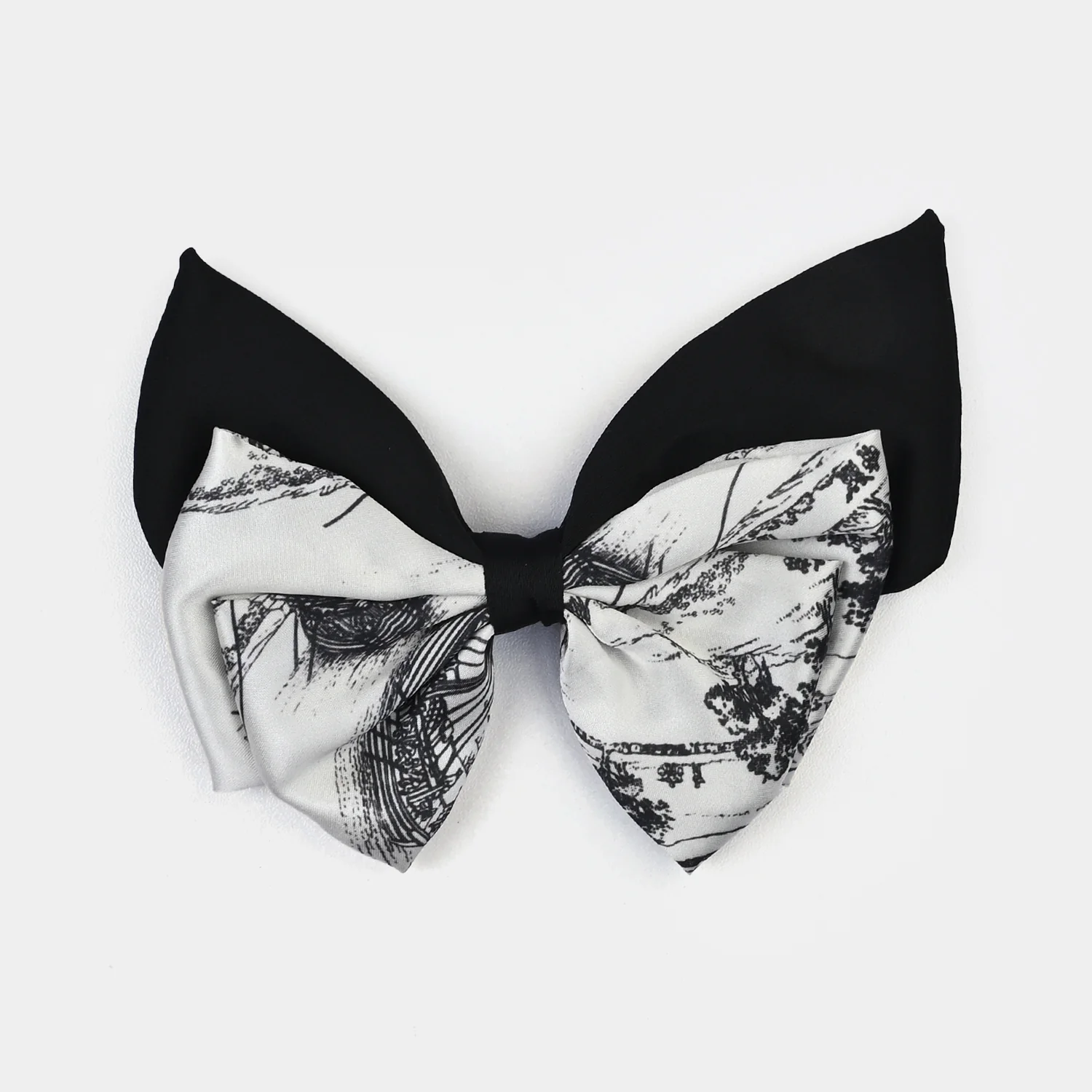 Cute Fabric Bow Hair Pin with Metal Clip - Image 2