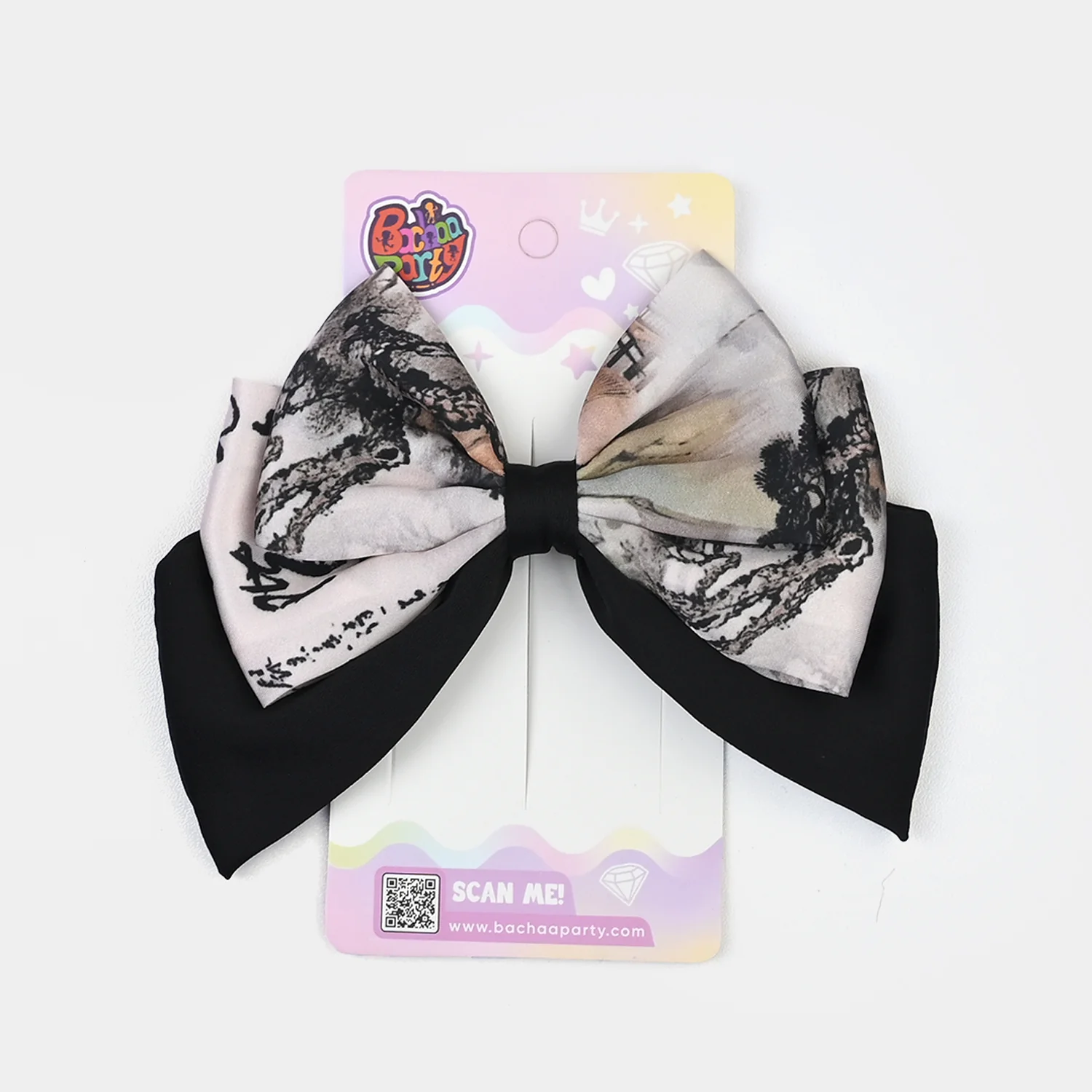 Cute Fabric Bow Hair Pin with Metal Clip - Image 3