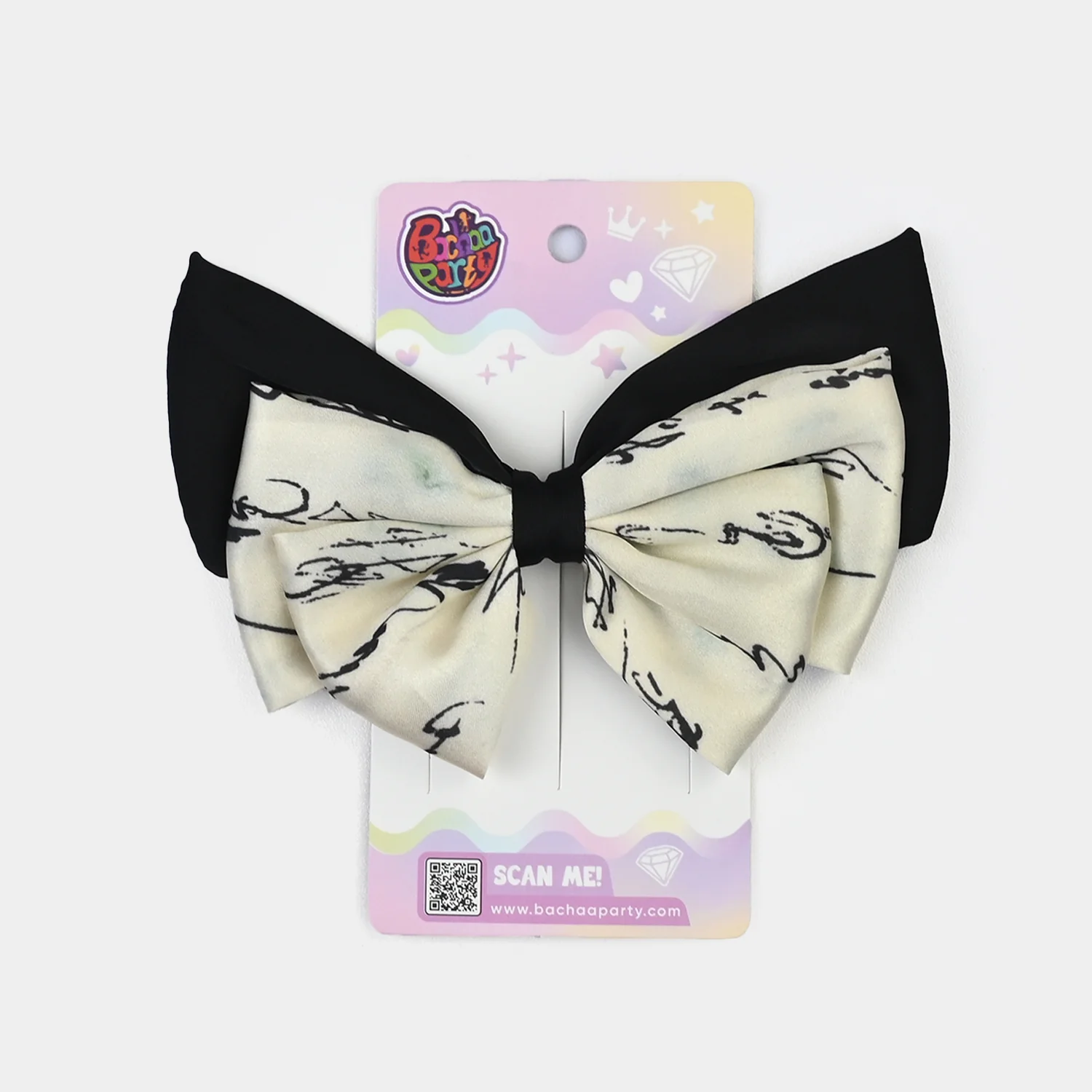 Cute Fabric Bow Hair Pin with Metal Clip - Image 3