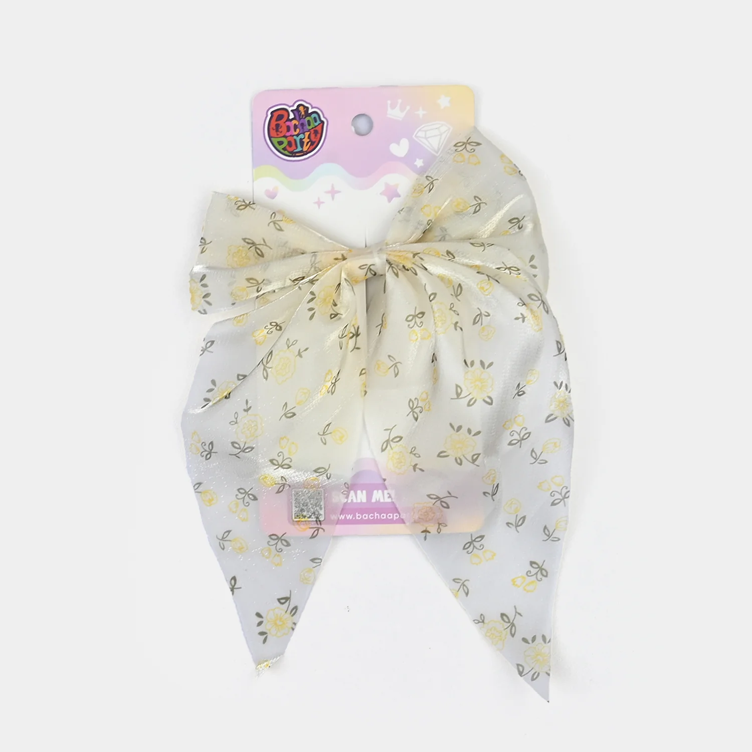 Cute Fabric Bow Hair Pin with Metal Clip - Image 3