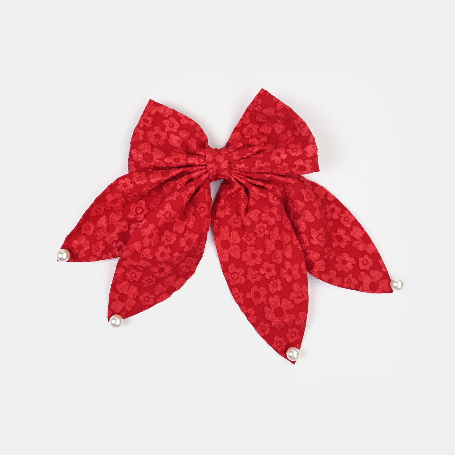 Cute Fabric Bow Hair Pin with Metal Clip - Image 2
