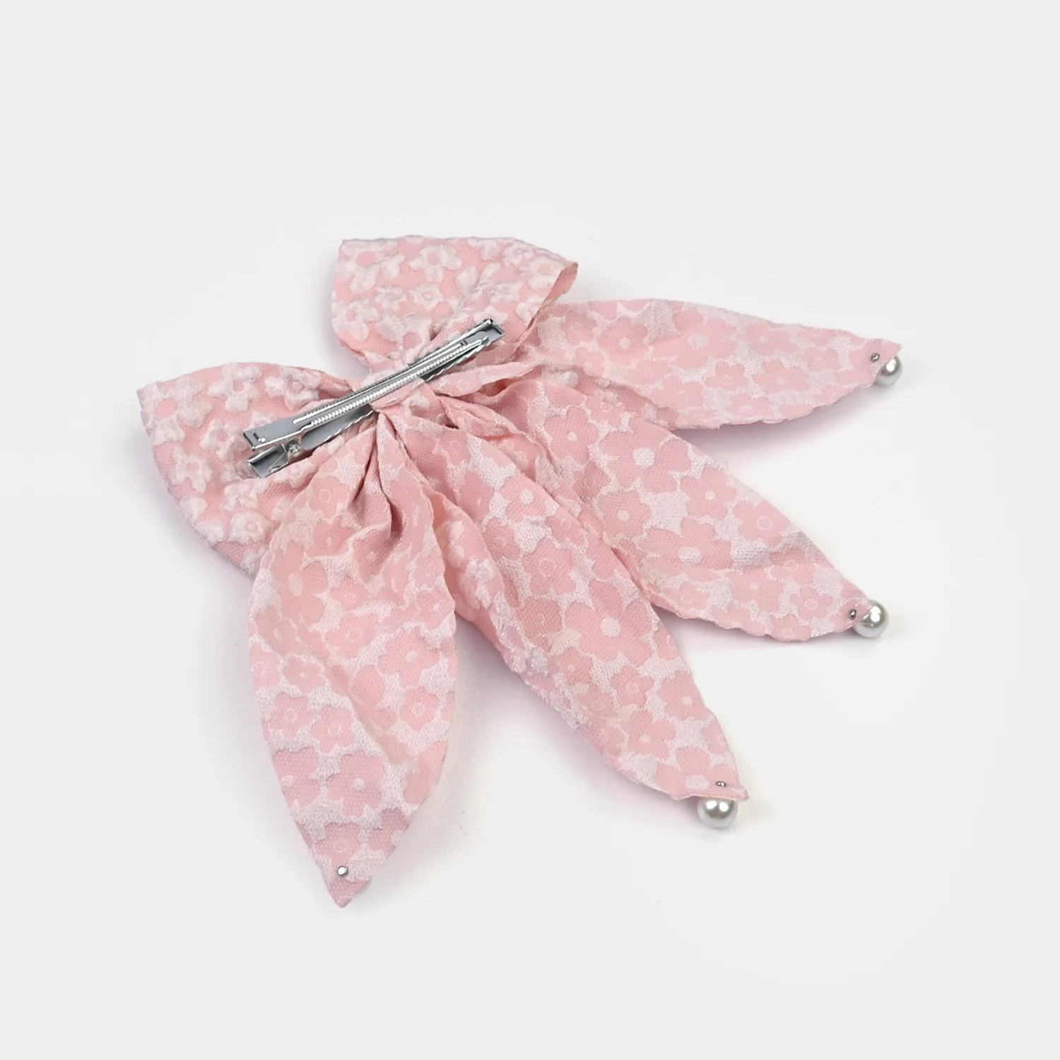 Cute Fabric Bow Hair Pin with Metal Clip - Image 4